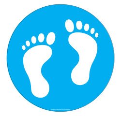 Adhésif marquage sol - Pictogramme Pieds - Divers coloris - Ø300mm  - Bleu clair