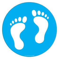Adhésif marquage sol - Pictogramme Pieds - Divers coloris - Ø300mm  - Bleu clair