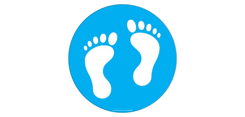Adhésif marquage sol - Pictogramme Pieds - Divers coloris - Ø300mm  - Bleu clair