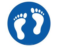 Adhésif marquage sol - Pictogramme Pieds - Divers coloris - Ø300mm  - Bleu