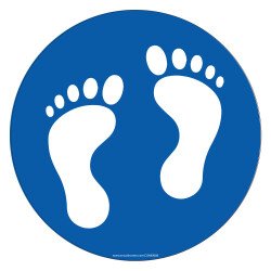 Adhésif marquage sol - Pictogramme Pieds - Divers coloris - Ø300mm