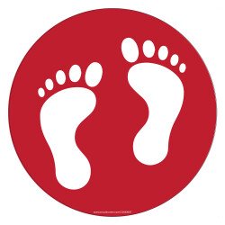 Adhésif marquage sol - Pictogramme Pieds - Divers coloris - Ø300mm  - Rouge