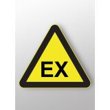Panneau danger - Explosif - 250 mm - W016  - Vinyle Souple Autocollant