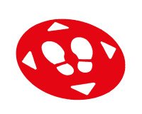 Autocollant sol - Distances sociales 47 cm - PVC adhésif  - Rouge