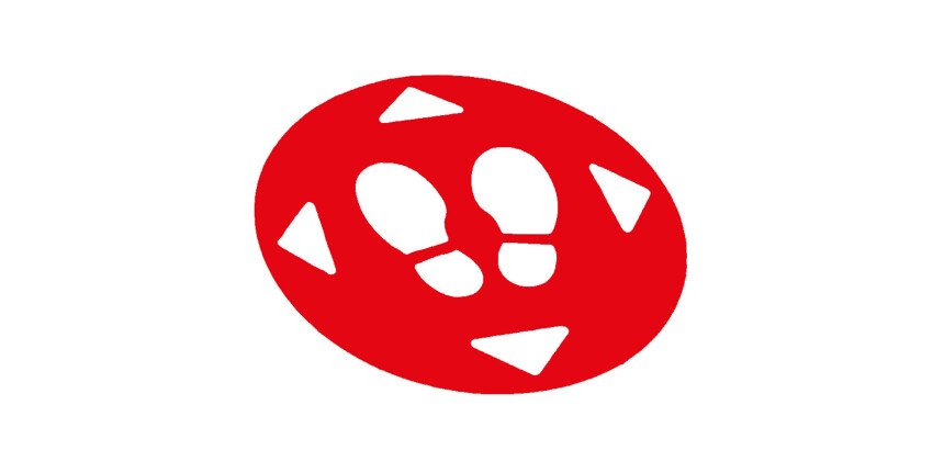 Autocollant sol - Distances sociales 47 cm - PVC adhésif  - Rouge