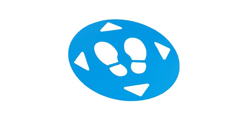 Autocollant sol - Distances sociales 47 cm - PVC adhésif  - Bleu