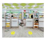 Autocollant sol - Distances sociales 47 cm - PVC adhésif  - Bleu