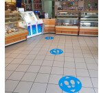 Autocollant sol - Distances sociales 47 cm - PVC adhésif  - Bleu