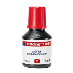Marqueur Permanent - Recharge en Encre Pigmentée T 25 pour Modèles EDDING - 30 mL  - Rouge