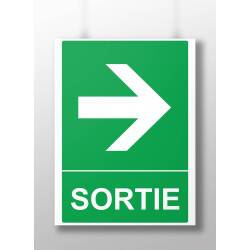 Panneau orientation - Sortie flèche droite - 300x250 mm  - PVC