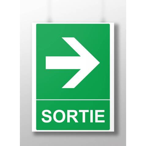 Panneau Sécurité Sortie flèche droite - 300 x 250 mm