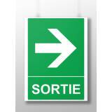 Panneau orientation - Sortie flèche droite - 300x250 mm  - Vinyle Souple Autocollant