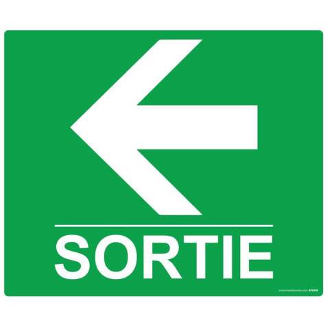 Panneau - Sortie flèche gauche - 300x250 mm - Vinyle auto-adhésif.  - Vinyle Souple Autocollant