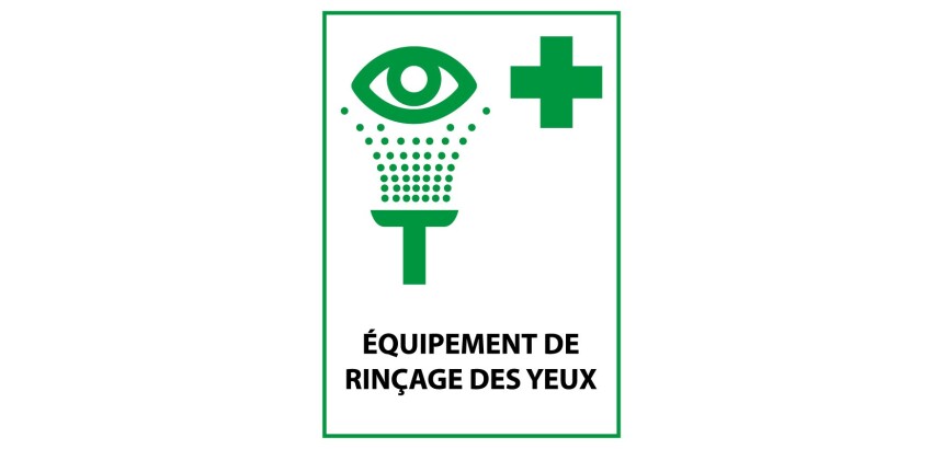 Panneau sécurité E011 – Rinçage oculaire – Norme ISO 7010  - Vinyle Souple Autocollant - A4