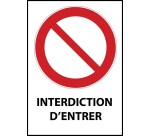 Panneau interdiction - Entrée interdite - P001 - ISO 7010  - PVC dos adhésif - A4