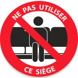 Adhésif "Ne pas utiliser ce siège" noir - 100 mm
