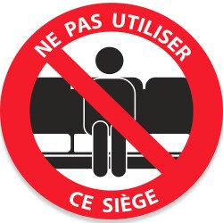 Adhésif "Ne pas utiliser ce siège" noir - 100 mm