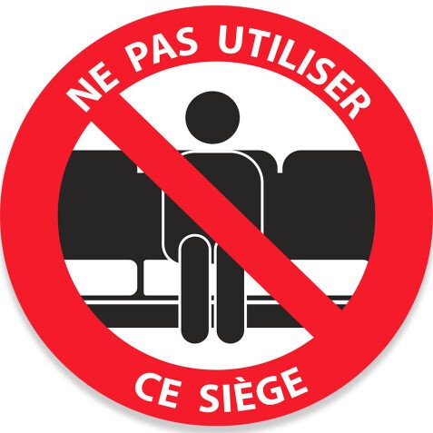 Adhésif "Ne pas utiliser ce siège" noir - 100 mm
