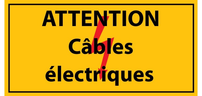 Adhésif - Attention câbles électriques - Vinyle - ISO 7010  - 297 x 105 mm