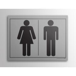 Plaque d'information - Pictogramme homme/femme pour WC ou vestiaires - 10x14 cm - Gravoply  - Inox