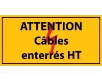 Adhésif - Attention câbles enterrés HT - Vinyle - ISO 7010  - 297 x 105 mm