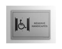 Plaque gravée Ascenseur Réservé PMR - 14 x 10 cm - gravoply  - Gris