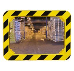 Miroir sécurité - Rectangulaire jaune/noir - Polymir - 600x400 mm