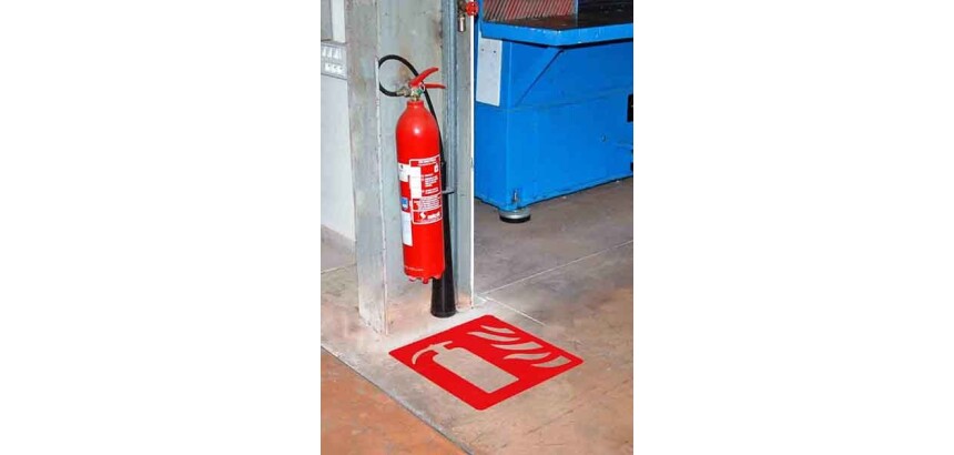 Marquage au sol - Adhésif extincteur - PVC robuste - 480 x 470 mm