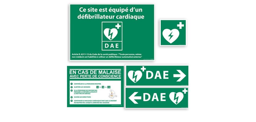 Signalétique défibrillateur - Intérieur/Extérieur - Pack  - Intérieur