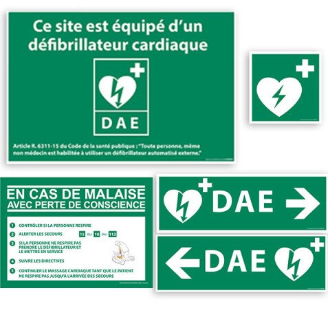 Signalétique défibrillateur - Intérieur/Extérieur - Pack