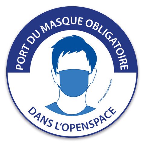 Panneau obligation - Port du masque obligatoire dans l'openspace