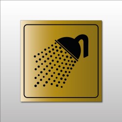 Signalétique d'information - Pictogramme Douche - Format carré  - 100 x 100 mm - Or