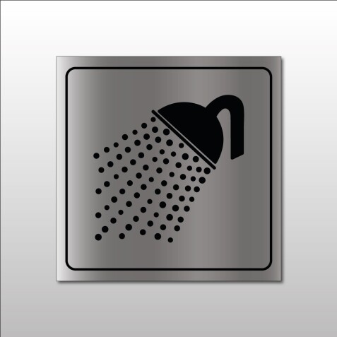 Signalétique d'information - Pictogramme Douche - Format carré  - 200 x 200 mm - Argent