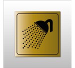 Signalétique d'information - Pictogramme Douche - Format carré  - 200 x 200 mm - Or