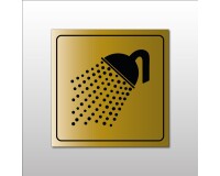Signalétique d'information - Pictogramme Douche - Format carré  - 200 x 200 mm - Or