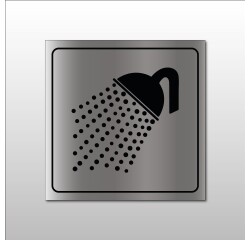 Signalétique d'information - Pictogramme Douche - Format carré  - 100 x 100 mm - Argent