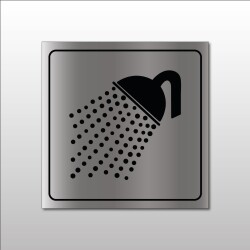 Signalétique d'information - Pictogramme Douche - Format carré  - 100 x 100 mm - Argent