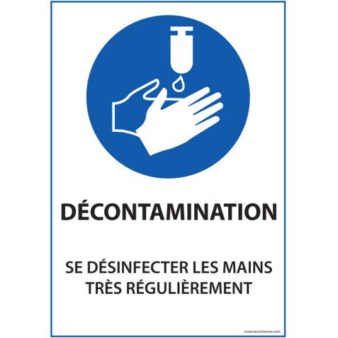 Panneau "Se désinfecter les mains très régulièrement" - Vinyle ou PVC - A5 / A4 - A5 - Vinyle