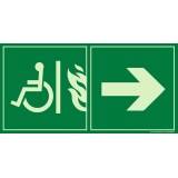 Panneau Évacuation - Accès EAS PMR droite - Photoluminescent  - 200 x 100 mm - Vinyle Souple Autocollant
