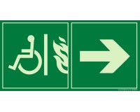 Panneau Évacuation - Accès EAS PMR droite - Photoluminescent  - 200 x 100 mm - Vinyle Souple Autocollant