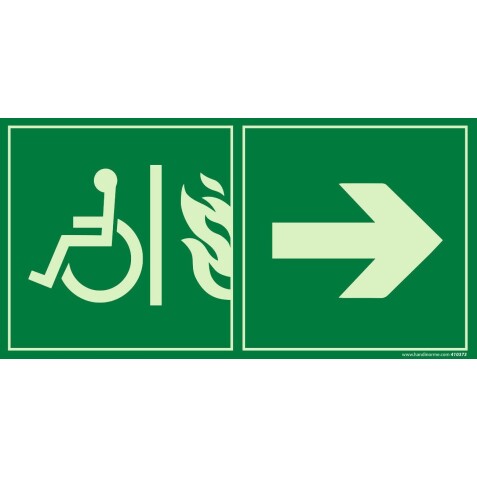 Panneau Évacuation - Accès EAS PMR droite - Photoluminescent