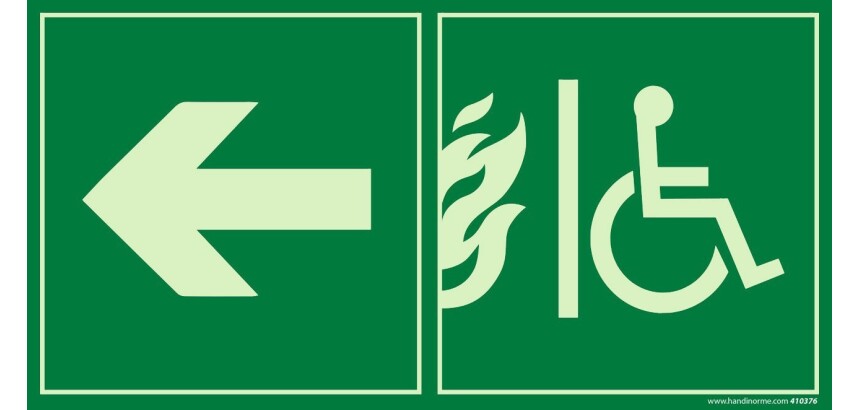Panneau Évacuation - Accès EAS PMR gauche - Photoluminescent