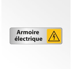 Panneau danger -  Pictogramme Armoire électrique - W012 - ISO 7010  - 150 x 47 mm - Blanc