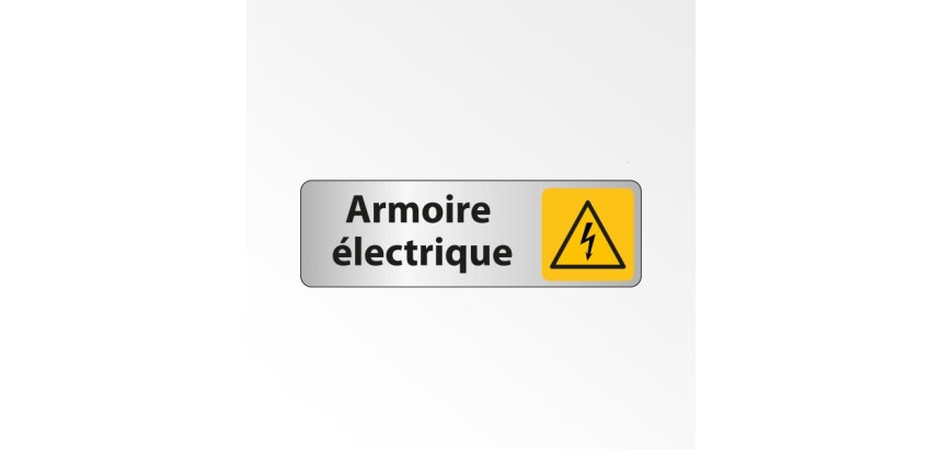 Panneau danger - Pictogramme Armoire électrique - W012 - ISO 7010  - 150 x 47 mm - Blanc