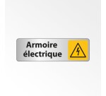 Panneau danger -  Pictogramme Armoire électrique - W012 - ISO 7010  - 150 x 47 mm - Argent