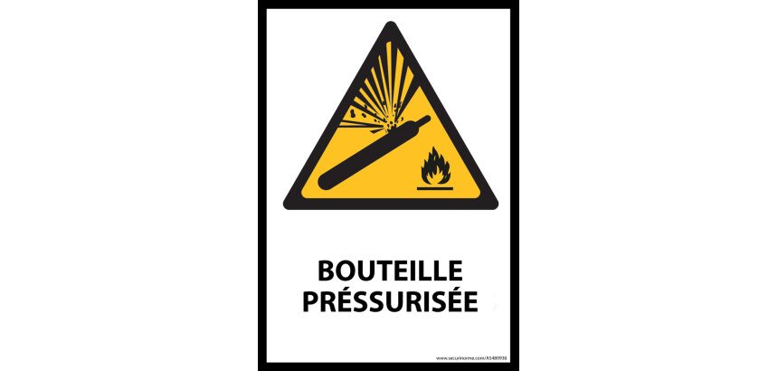 Panneau - Bouteille préssurisée - W029- format portrait  - PVC dos adhésif - A5