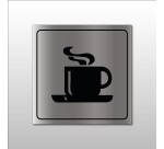 Signalisation d'information - Pictogramme Cafétéria Tasse Chaude  - 100 x 100 mm - Argent