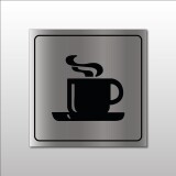 Panneau - Cafétéria avec tasse chaude  - 100 x 100 mm - Argent
