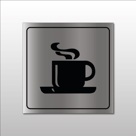 Panneau - Cafétéria avec tasse chaude  - 100 x 100 mm - Argent