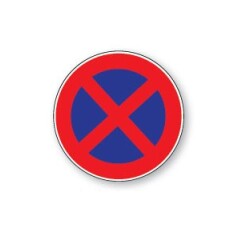Panneau - Arrêt/Stationnement Interdits - Vinyle - diam.200 mm  - 200 mm - Vinyle Souple Autocollant